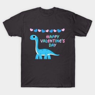 Kids Happy Valentines Day Dinosaur T-Shirt